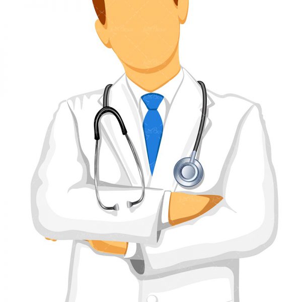illustration of male doctor with stethoscope on isolated background